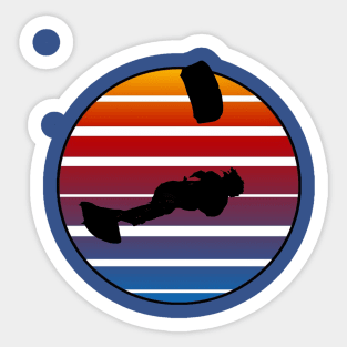 Lets Fly A Kite Black Silhouette Retro Kitesurf Sunset Sticker